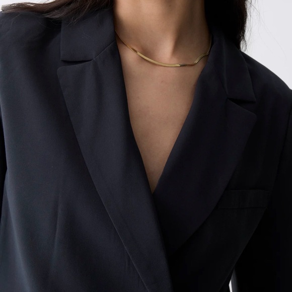 Deluc Caterina Navy Cropped Blazer Double Breasted NWT Small/Sold out style - Picture 4 of 6